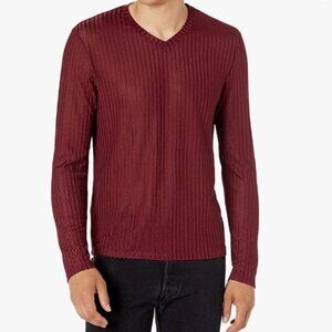 NEW Guess Mens Pullover Shirt Lightweight V-Neck Maroon Stretch Size Medium